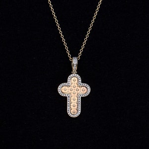 14k Solid Gold Cross Necklace for Men, Men&#39;s Real Gold Crucifix Necklace, Cross Pendant Christian Jewelry
