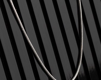 14K Solid White Gold Men Chain, Real White Gold Round Chain Necklace, Men White Gold Snake Chain, Men Jewelry, Gift for Him