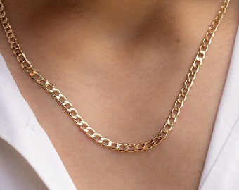 14K Solid Gold Cuban Link Chain Necklace for Men, 14kt Real Gold Miami Cuban Chain, Thick or Thin Cuban Chain
