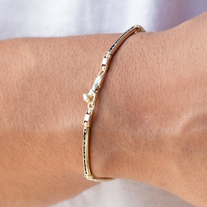 14K Solid Gold Panther Bracelet, 14k Yellow Gold Men Bracelet, Leopard Charm Men Jewelry, Gift for Him, Men Everyday Jewelry