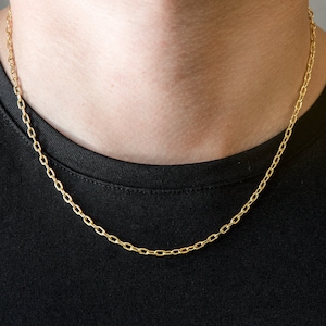 14K Real Gold Cable Link Chain for Men, Men Yellow Gold Chain Necklace, Man Jewelry, Everyday Gold Chain, 2mm - 6mm Size, Gift For Him