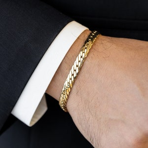 Men's Gold 14k Miami Cuban Bracelet 7.00mm, Real Yellow Gold Cuban Link Chain, 14K Gold Cuban Link Bracelet, Men Jewelry, 6.5-7.5"