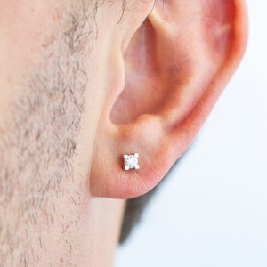 14Kt White Gold 0.40 Ct Genuine Natural Diamond Round Stud Earrings, Real Diamond Gold Men Earrings, Men Jewelry, Anniversary Gift for Him
