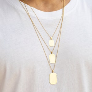 14K massief gouden gepersonaliseerde hangerketting voor mannen, gepersonaliseerde echt gouden ketting voor mannen, gouden ketting voor heren gravure, herensieraden