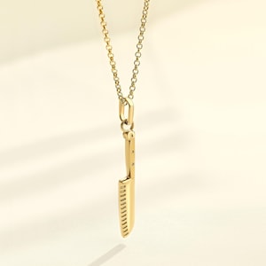 14K Yellow Gold Knife Necklace, Minimalist Real Gold Kitchen Knife Pendant, Culinary Charm Necklace, Engravable Knife Pendant, Gift for Chef