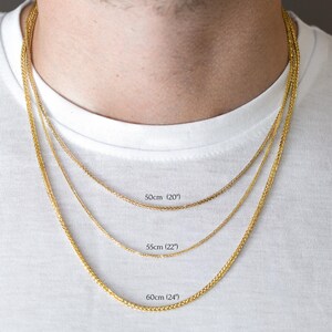 14K Solid Yellow or White Gold Foxtail Chain Necklace, 14k Wheat-Foxtail Chain Necklace, 14k Gold Everyday Chain, 1.5mm-2mm-2.5mm