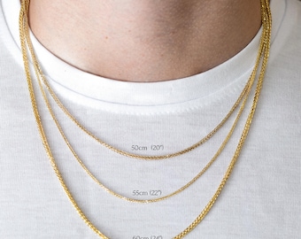 14K Solid Yellow or White Gold Foxtail Chain Necklace, 14k Wheat-Foxtail Chain Necklace, 14k Gold Everyday Chain, 1.5mm-2mm-2.5mm
