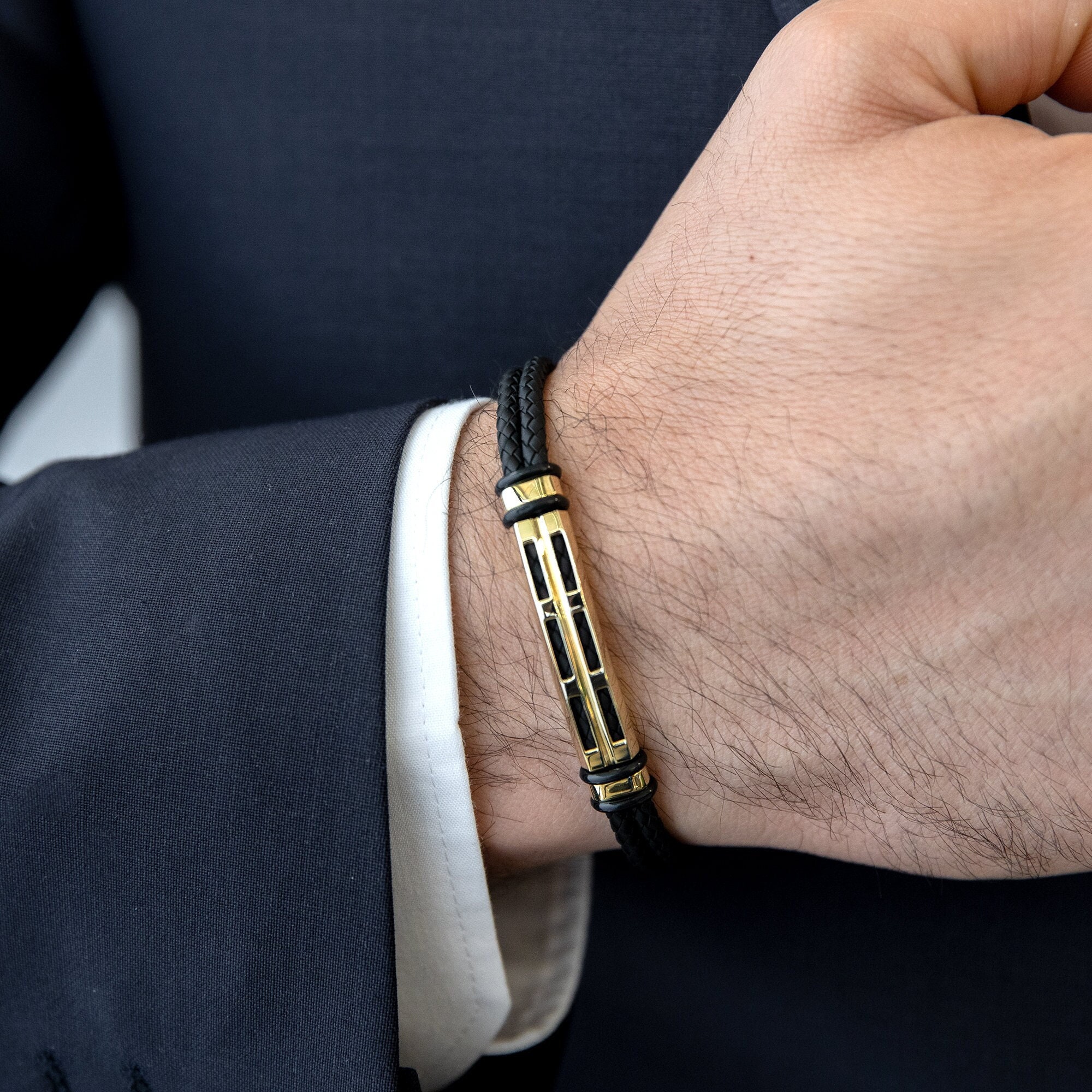 14K Real Gold Man Bracelet, 14k Solid Gold Bracelet for Men