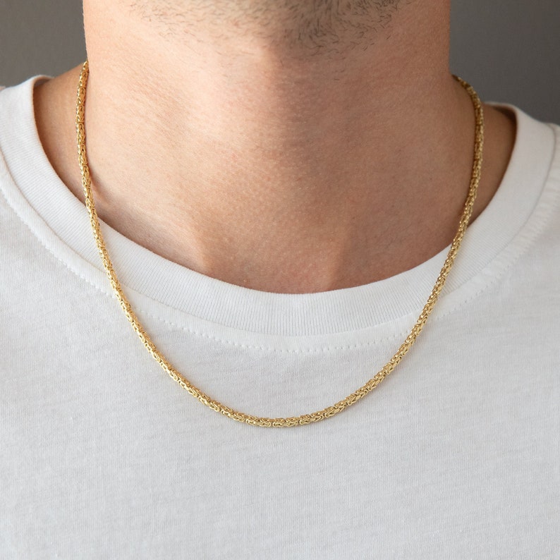 14k Solid Gold Byzantine Chain Necklace for Men Men Real Gold - Etsy