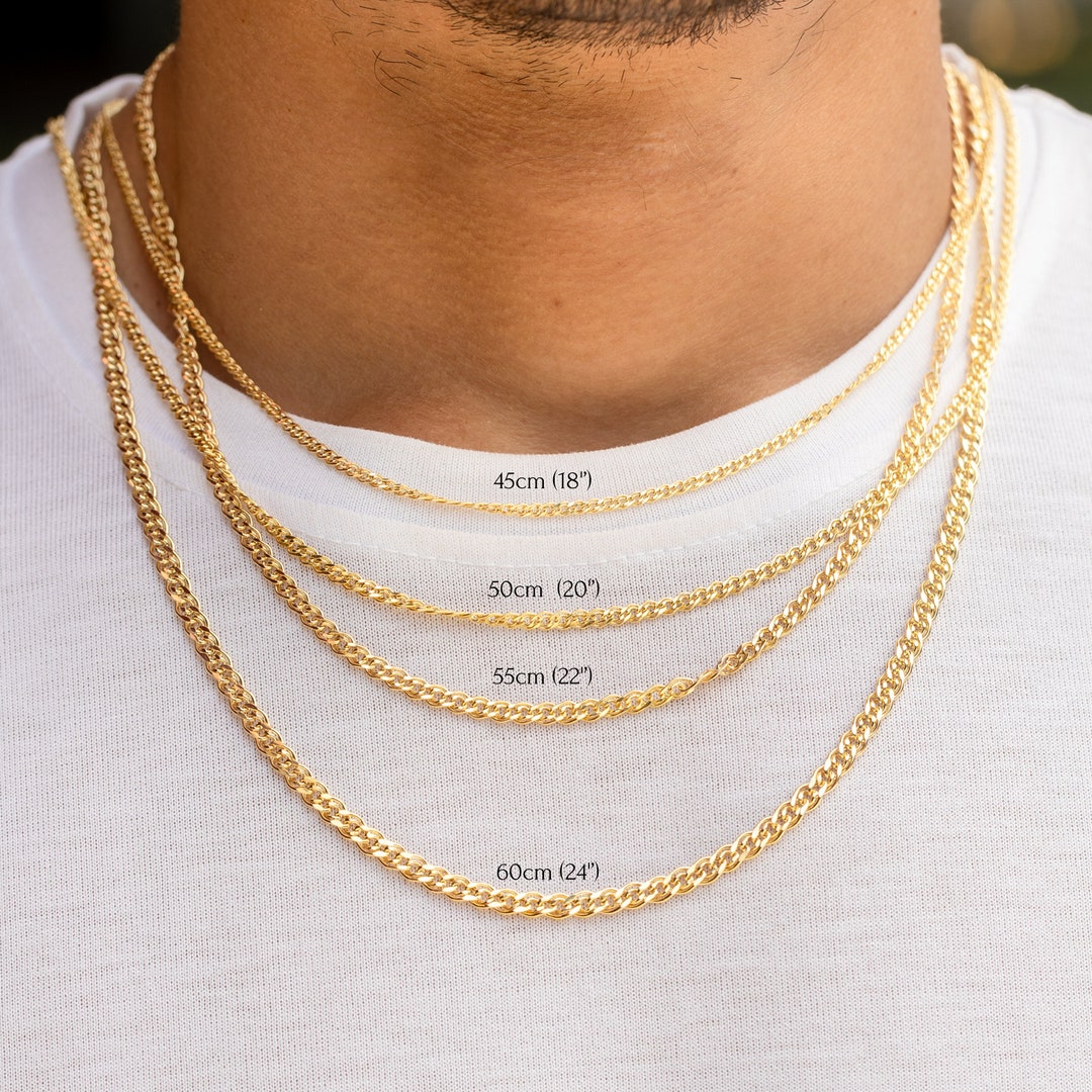 14k Solid Yellow Gold Necklace Chain for Men, Flat Foxtail Link