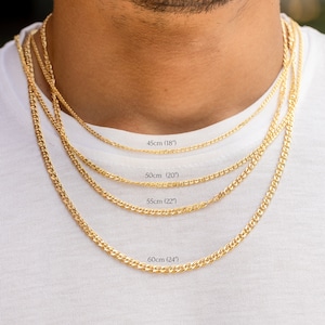 14k Solid Yellow Gold Necklace Chain for Men, Flat Foxtail Link Chain Unisex, Anniversary Gift for Him, Men Jewelry
