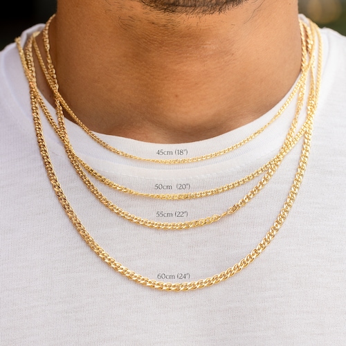 14k Solid Yellow Gold Necklace Chain for Men, Flat Foxtail Link