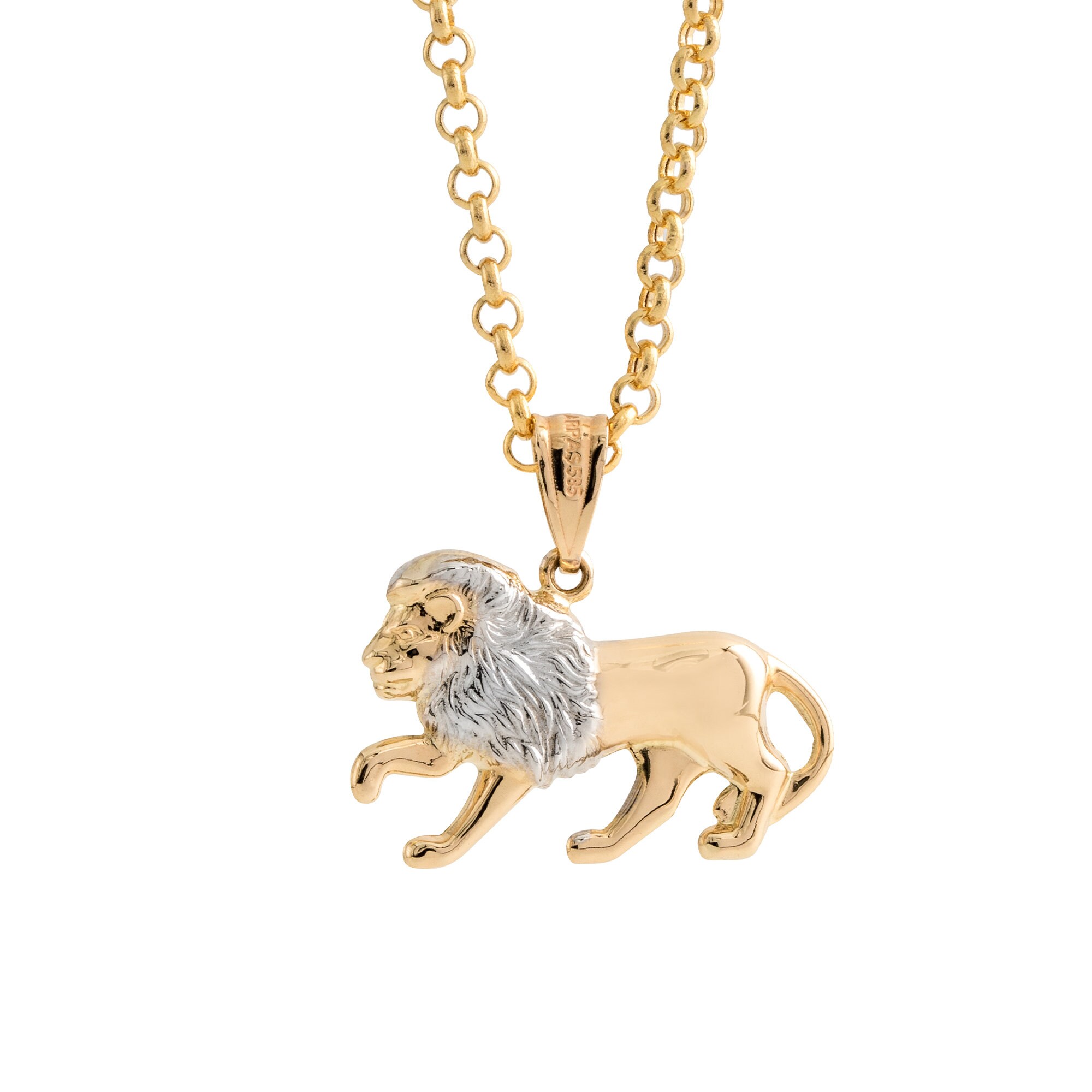 Ciondolo Testa Di Leone In Zircone, Ottone Placcato Oro 18k - Foto 4