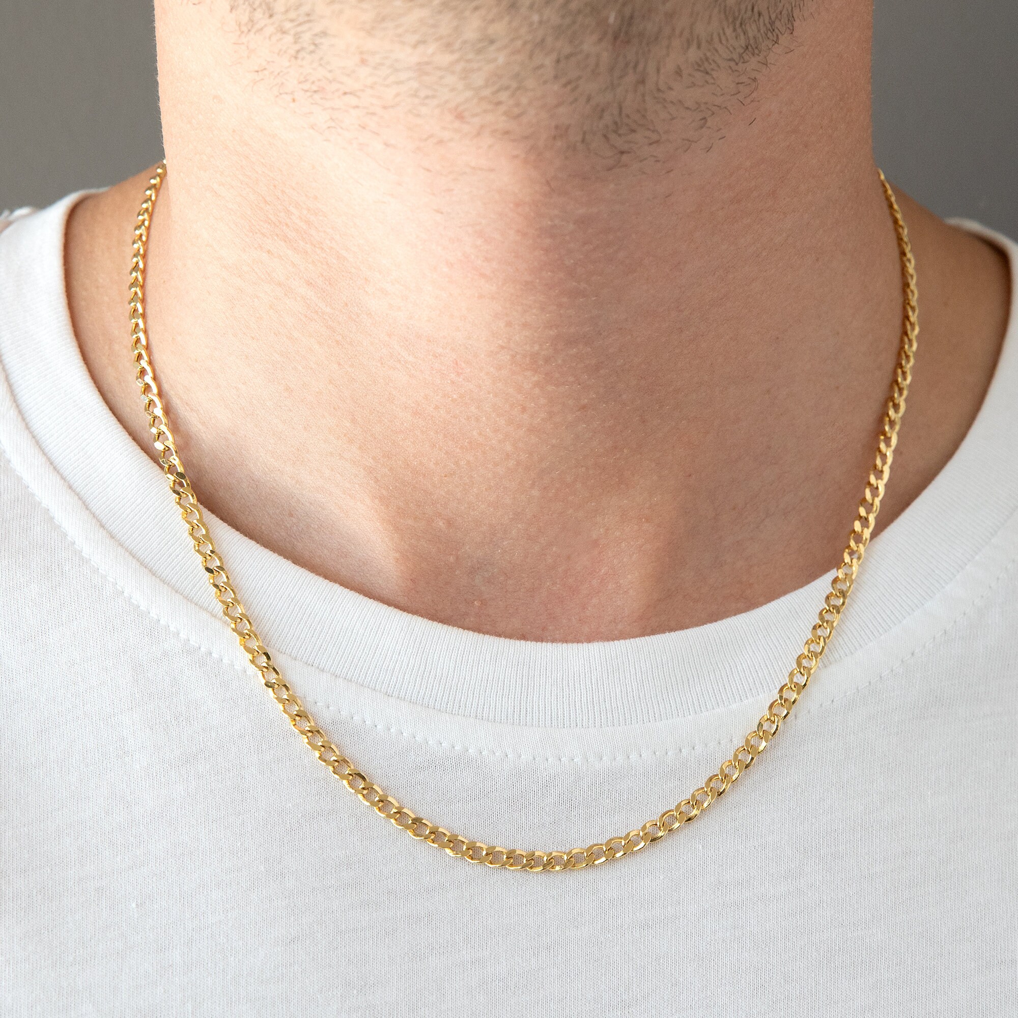 Collana Con Catena A Maglie Cubane Miami In Oro Giallo Bianco 14K - Foto 2