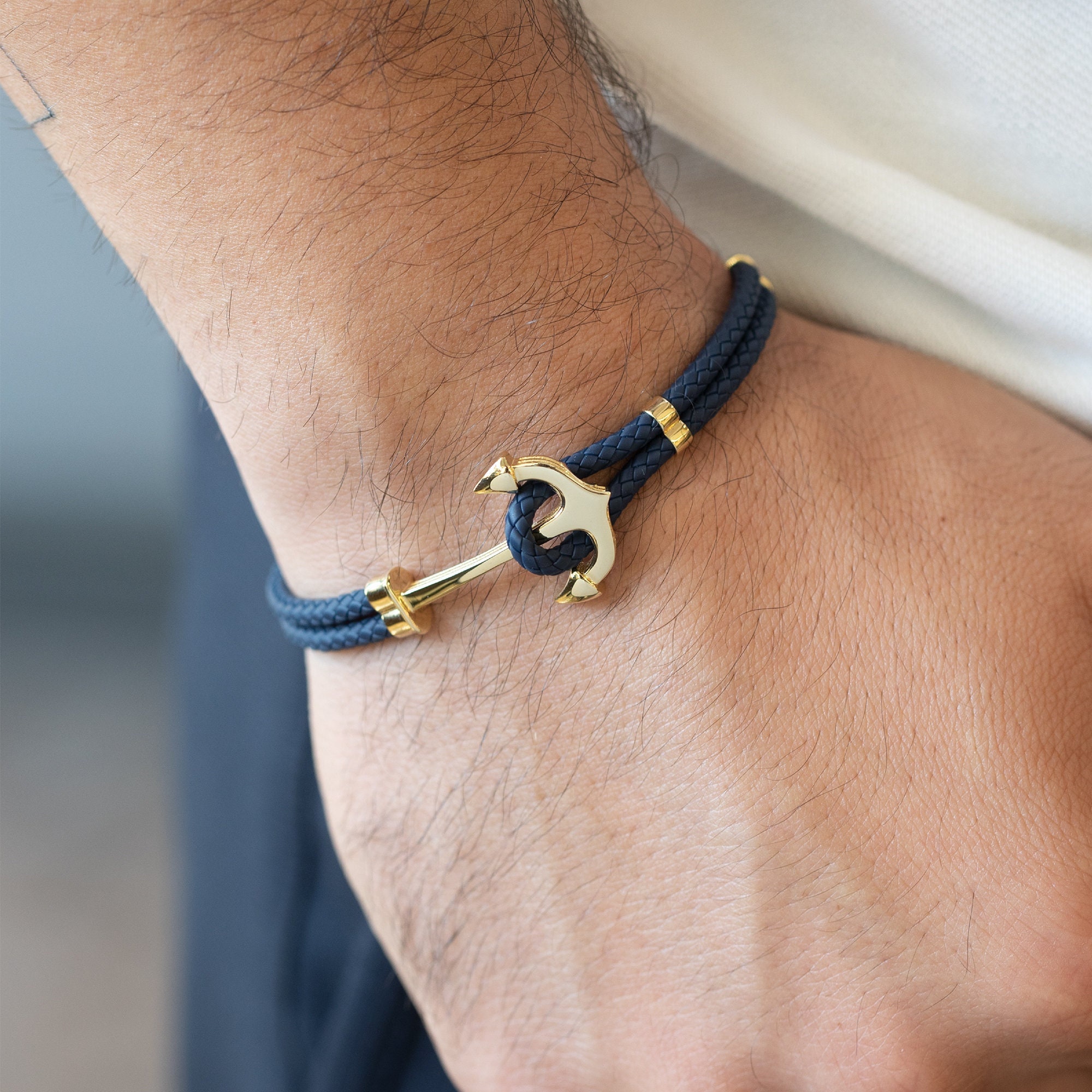 Cable Cuff Bracelet - 14k Bracelet- Nautical gold bracelets - Sailor Cable  Bracelet for men 18K 