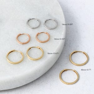 Men's 14k Solid Gold Huggie Earring, Yellow Gold Huggie Earrings, Thin Huggie Hoops, Anniversary Gift, Available in Rose, Yellow, White Gold