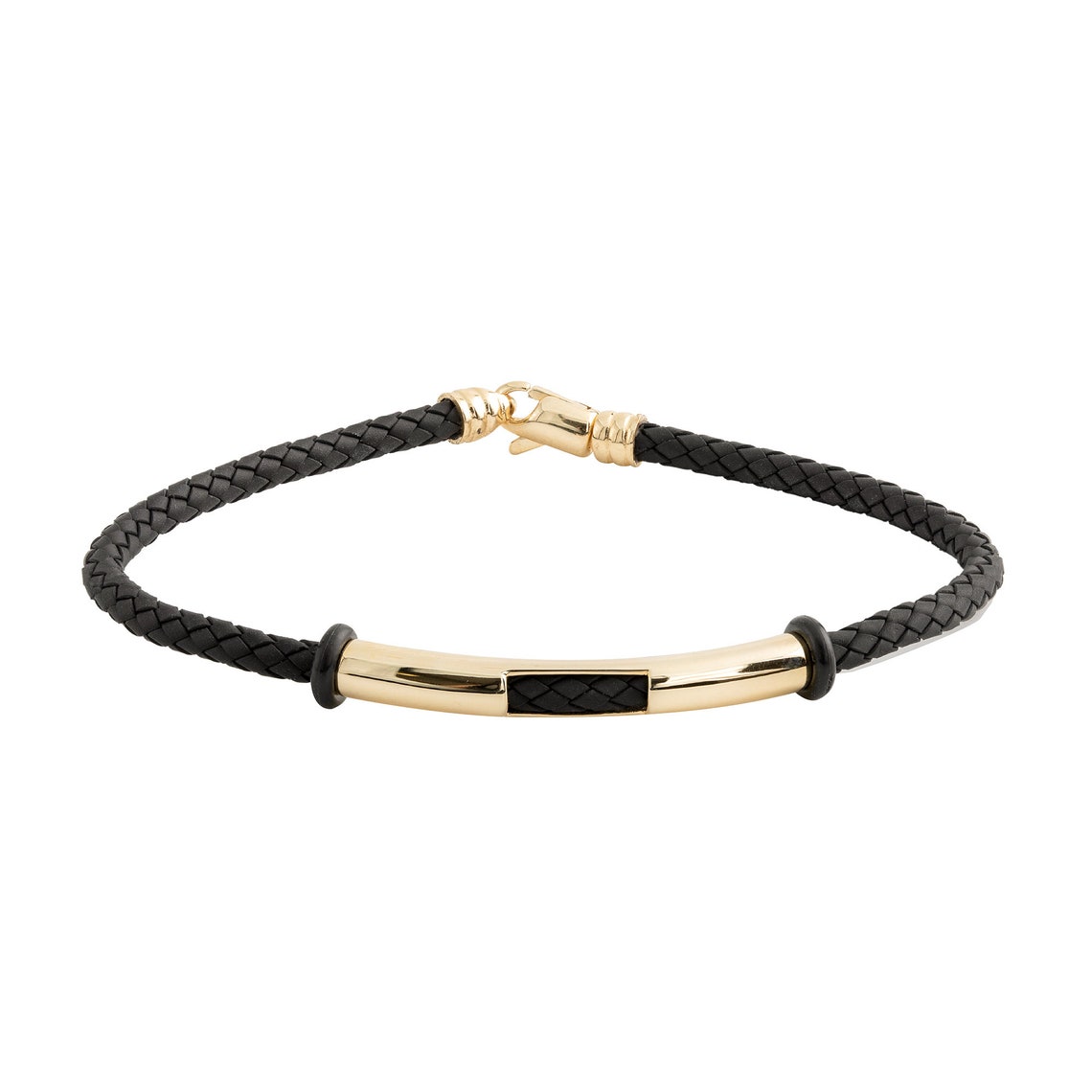 Men's Gold Bracelet 14k Solid Gold Men Bracelet Black Etsy