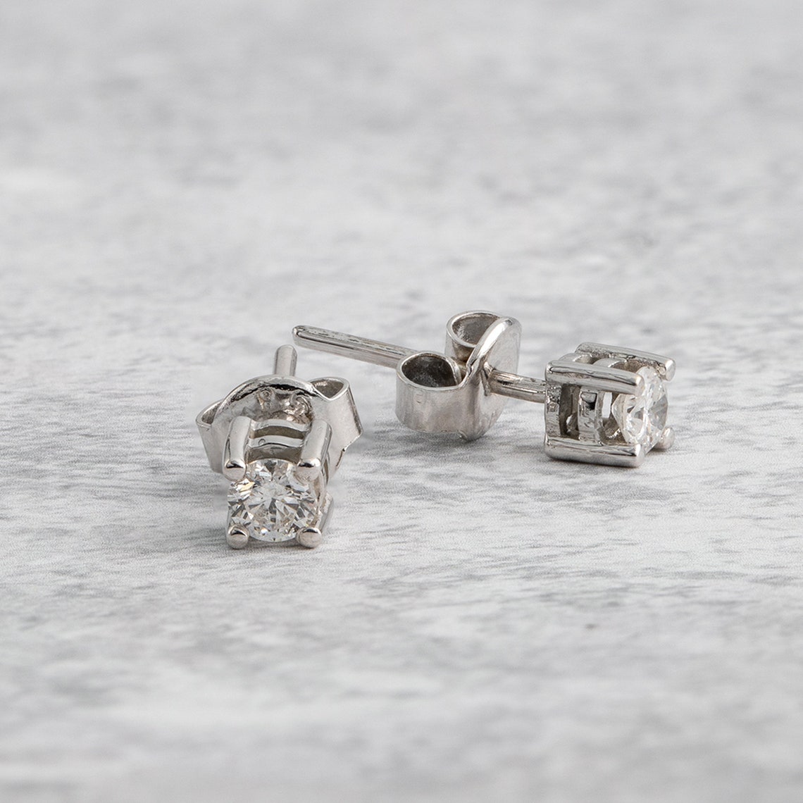 Men's Diamond Earrings 14ct White Solid Gold Diamond Stud Etsy
