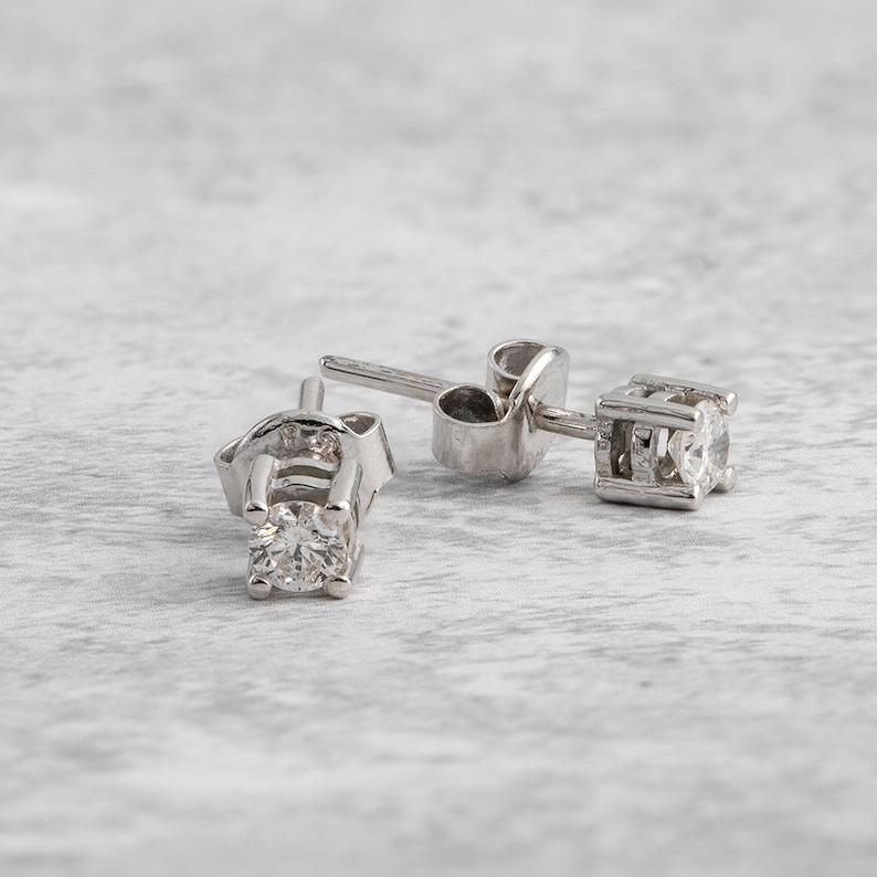 Men's Diamond Earrings 14ct White Solid Gold Diamond Stud Etsy
