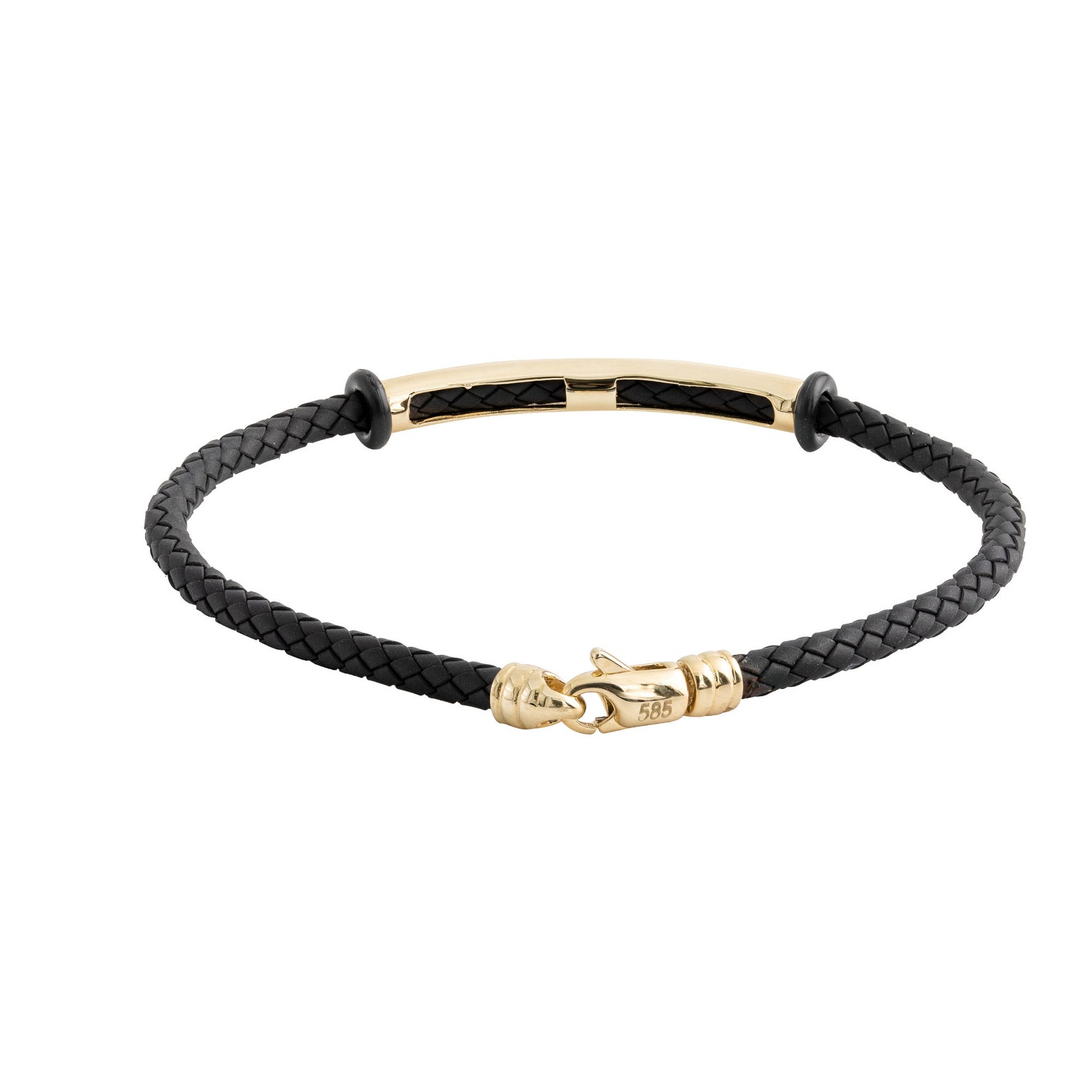 Men's Gold Bracelet 14k Solid Gold Men Bracelet Black Etsy