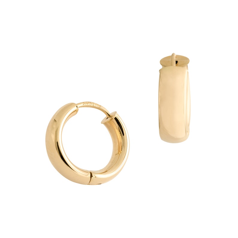 14k Massive Gold Creolen für Männer, Gelbgold Huggie Ohrringe, Schläfer Ohrringe, 5mm dick / 16mm, Jubiläumsgeschenk, Herrenschmuck Bild 4