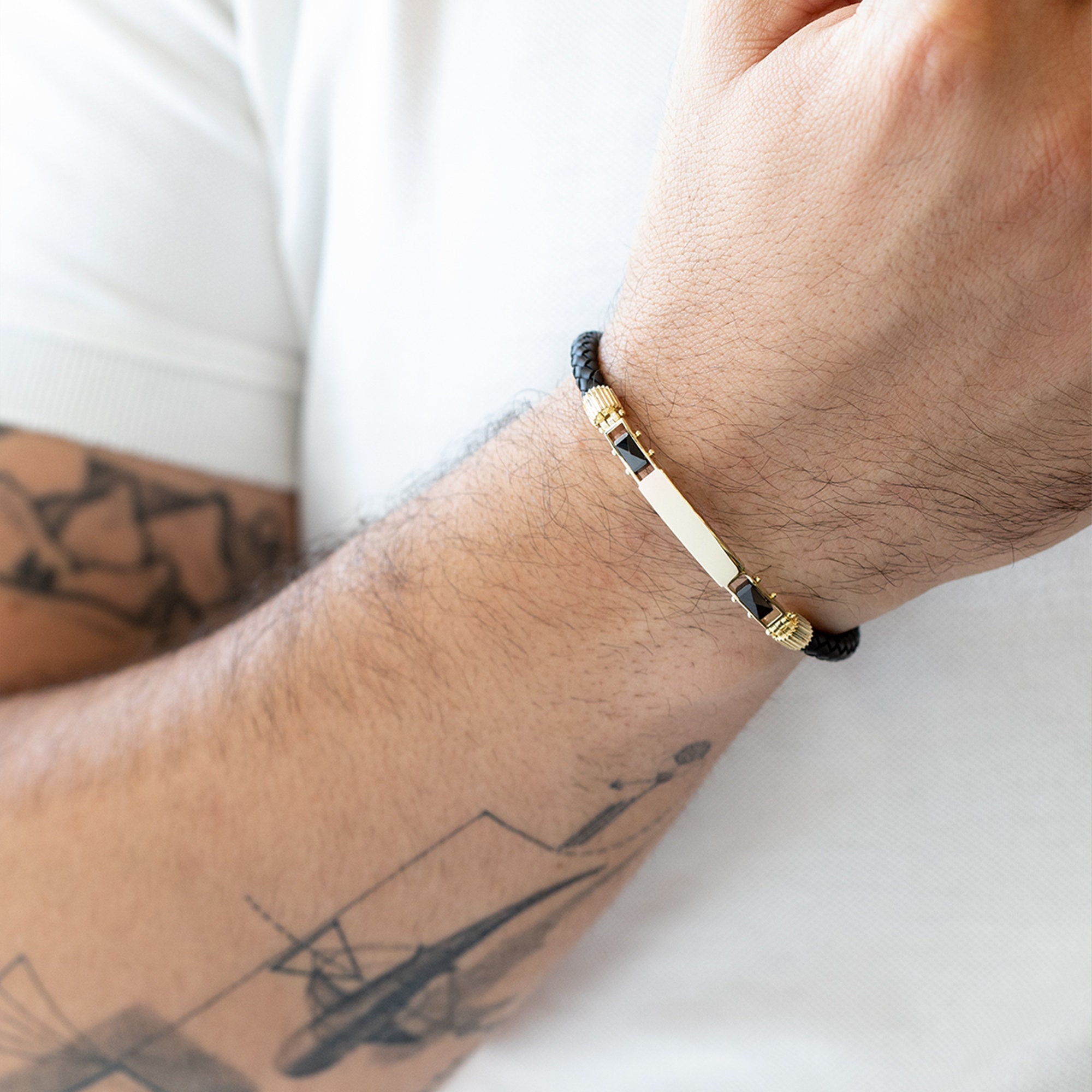 Personalized 14K Solid Gold Men Bracelet 14k Gold ID Etsy