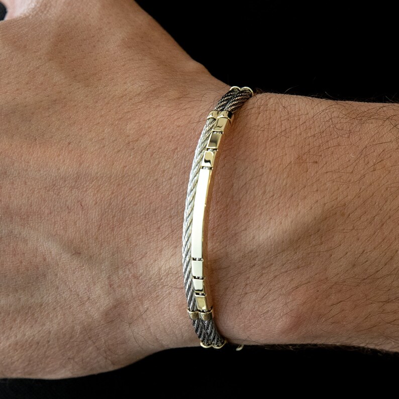 Men's Gold Bracelet 14k Solid Gold Men Cuff Bracelet Etsy