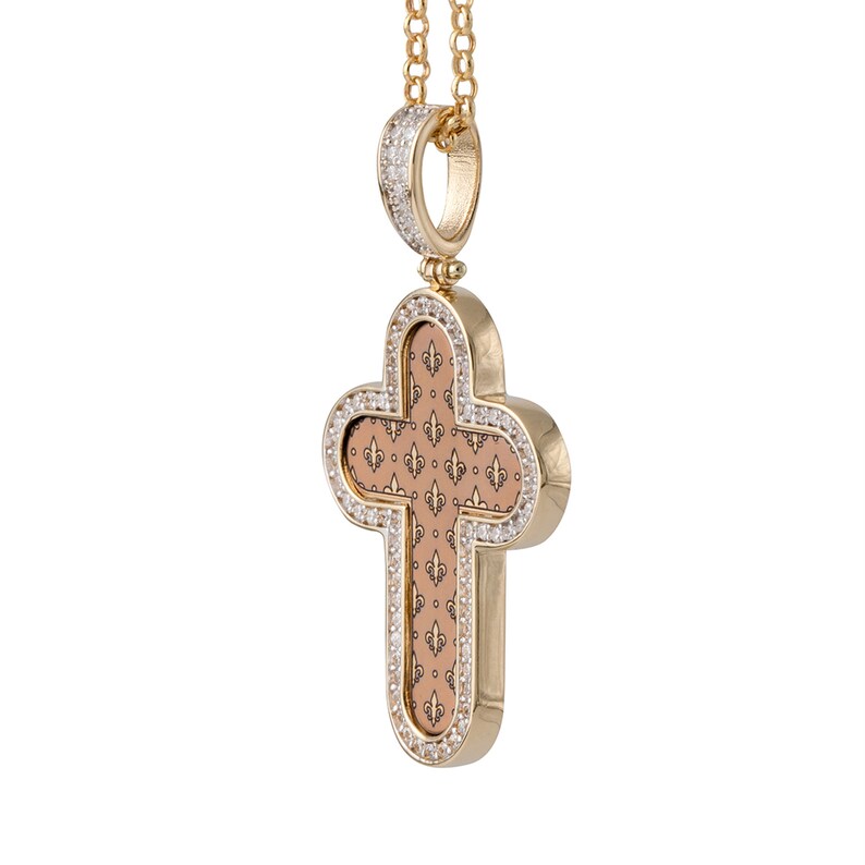 14k Solid Gold Cross Necklace for Men, Men's Real Gold Crucifix