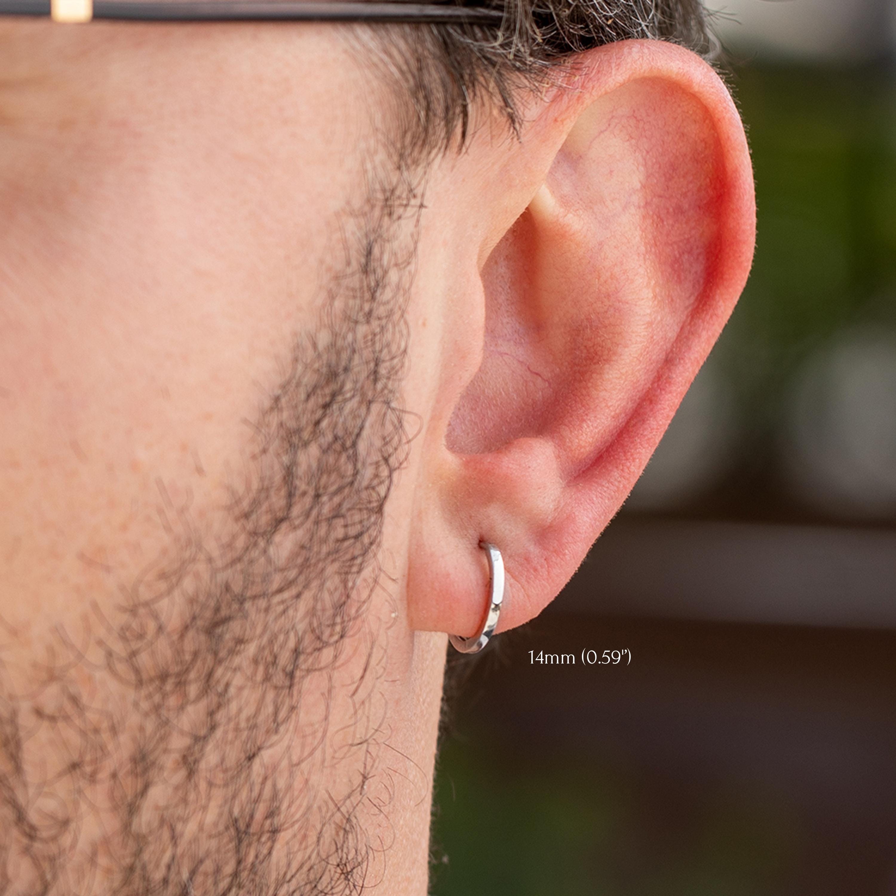 Men's 14k Solid Gold Huggie Earring, Yellow Gold Huggie