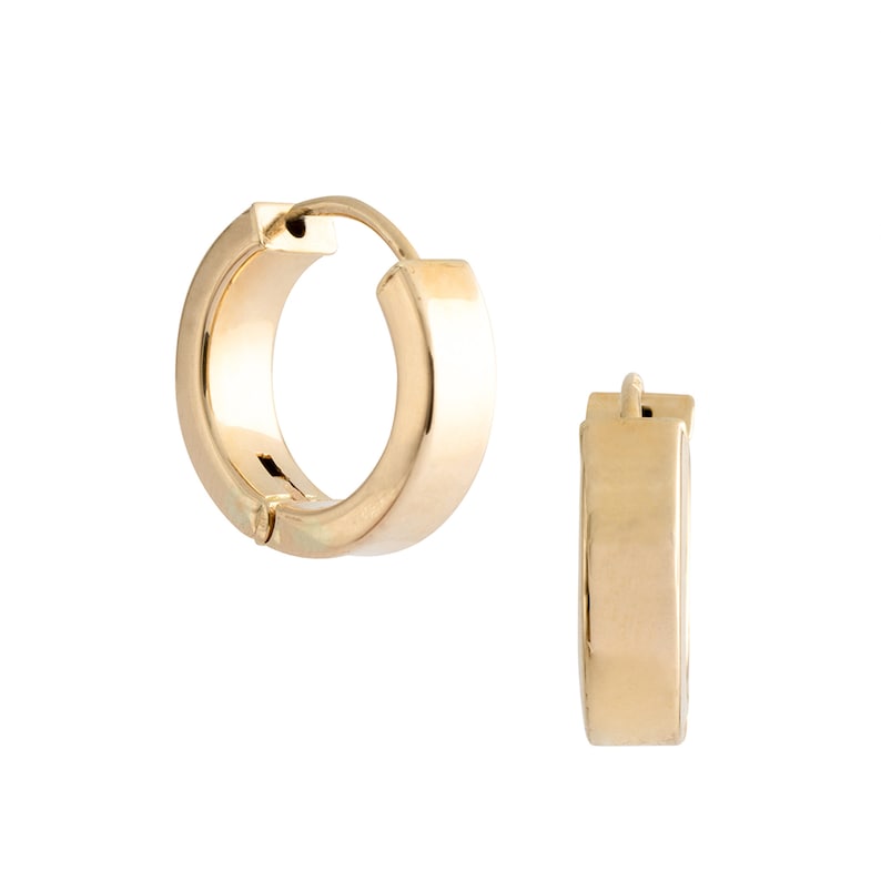 Heren 14k Solid Gold Hoop Earring, Geelgouden Huggie Oorbellen, Sleeper Oorbellen, 4,20 mm dik / 15 mm, Verjaardagscadeau, Herensieraden afbeelding 6