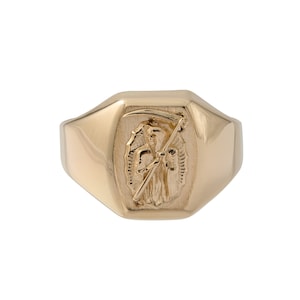 14k Solid Gold Grim Reaper Ring for Men / 14K Gold Death Symbol Ring ...