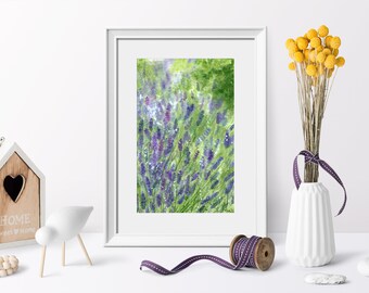 Lavender watercolor Printable wall art DIGITAL PRINT Floral decor Gift for mom Gift for girlfriend Romantic home decor Instant download art