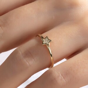 14k Solid Gold Tiny Star Ring, Dainty Star Ring, Women Delicate Ring, Gold Celestial Ring, Engagement Ring, Simple Star Ring, Promise Ring