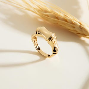14k Solid Gold Bamboo Ring, Gold Layering Ring, Dainty Ring, Stackable Ring, Minimalist Ring Gold, Wedding Band For Women, Gifts for Her