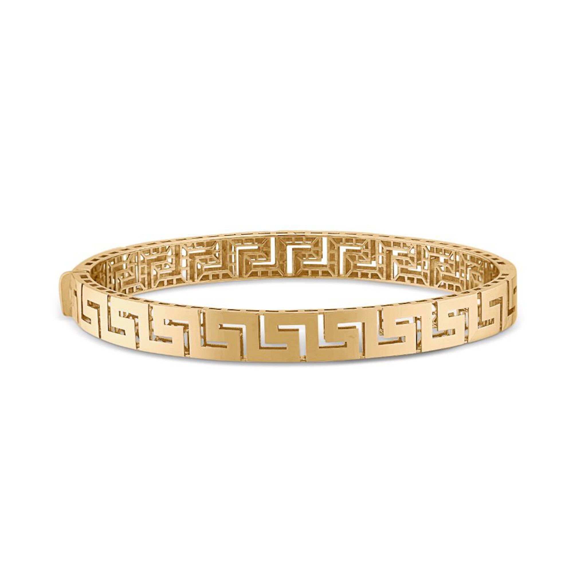 14k Solid Gold Greek Key Bangle, Greka Motif Bangle, Meander Bangle ...