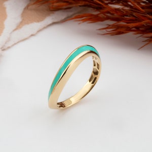 14k massief gouden emaille ring, kleurrijke emaille stapelring, minimalistische ring, emaille sieraden voor vrouwen, cadeau voor haar, kerstcadeau