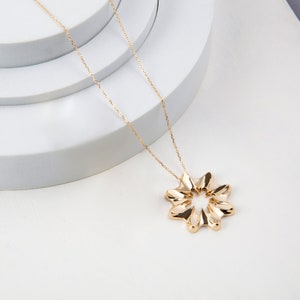 14K Solid Gold Sunburst Necklace, Gold Sun Pendant, Sunshine Necklace, Celestial Necklace Gold, Sun Jewelry for Women, Gift for Mom