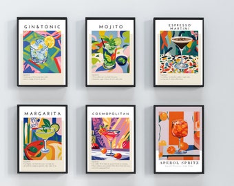 Cocktail Recipe Art Print: Retro Bar Decor (Digital Download)