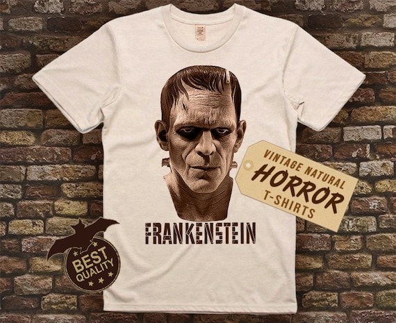 Frankenstein V2 Horror Movie Poster Vintage T Shirt Natural - Etsy