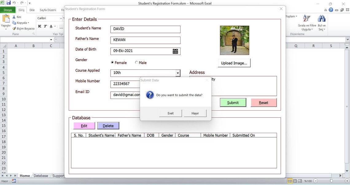 Picture Registration Form in Excel and VBA Etsy