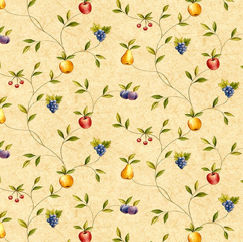 Printable Dolls House Wallpaper 1/12th Scale Vintage Kitchen Fruit D322