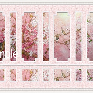 Printable Dolls House Wallpaper 1/12th scale Pink Chinoiserie Panels D419 Digital Download UK & US sizes Jpeg or PDF