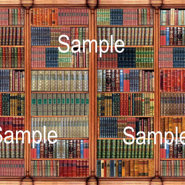 Printable Dolls House Library Wallpaper 1/12th scale Digital Download UK & US sizes Jpeg or PDF D03