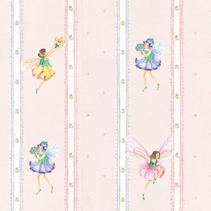 Printable Dolls House Wallpaper 1/12th scale  Pink Fairy Nursery D110 Digital Download UK & US sizes Jpeg or PDF