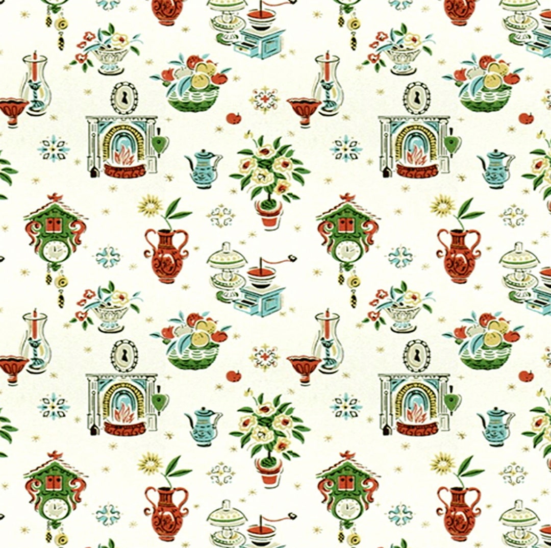 Printable Dolls House Wallpaper 1/12th Scale Vintage Kitchen Floral ...