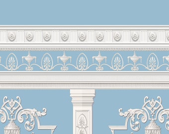 Imprimible Dolls House Wallpaper escala 1/12 Paneles azul claro D253 Descarga digital tamaños Reino Unido y EE. UU. Jpeg o PDF