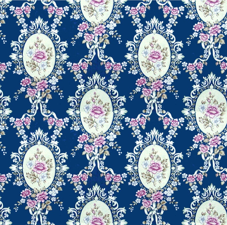 Printable Dolls House Wallpaper 1/12th Scale Vintage Blue Etsy