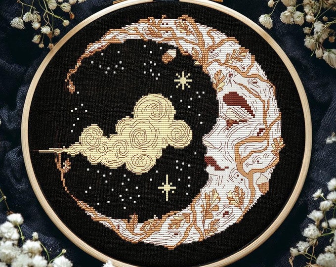 Crescent Moon Cross Stitch Pattern PDF - Goth Cottage Mystical ...