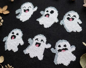 Söt spökkorsstygnsmönster PDF - digital nedladdning - halloween enkelt broderi säsongsbetonad högtid rolig höst höst läskig CS49
