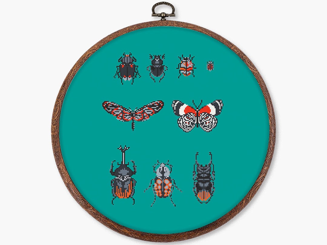 Pinned Insect Cross Stitch Pattern PDF Entomology Gift Etsy